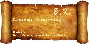 Bosznay Krisztofer névjegykártya